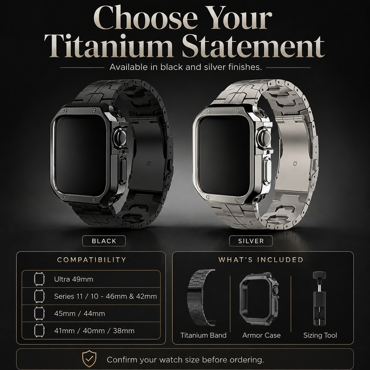 TitaniumGuard Forged in Fire Prestige Band + Case for Apple Watch Ultra (49mm) & Series 11/10 (46mm/42mm)