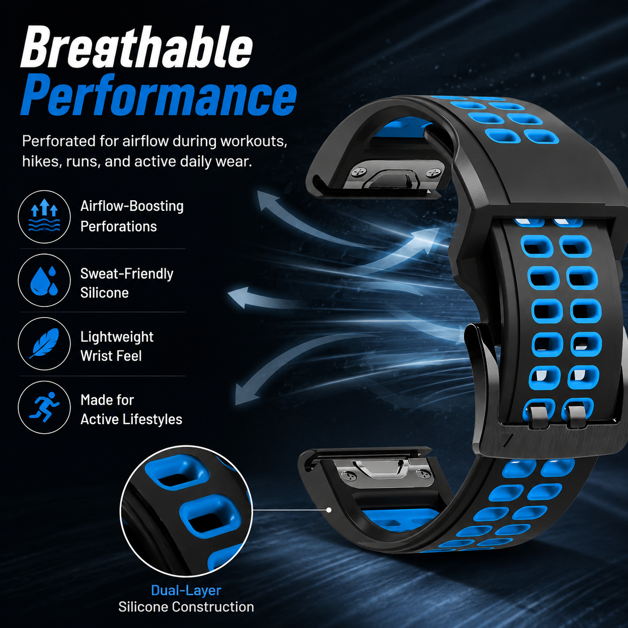 ActiveFlex Sport Silicone Band for Garmin Fenix & Forerunner Series