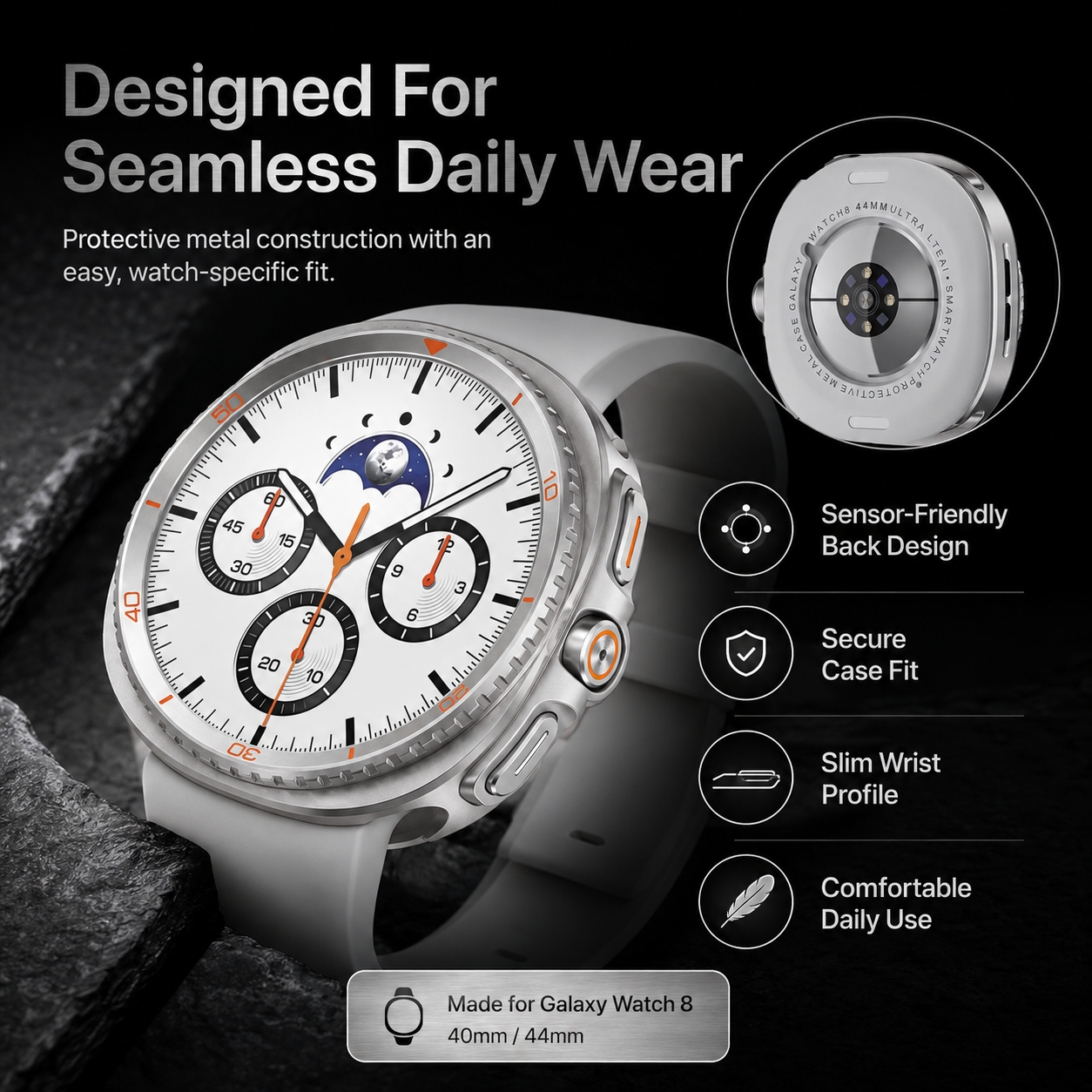 TitanGuard Classic Fusion Case for Samsung Galaxy Watch 8 (40 mm / 44 mm)