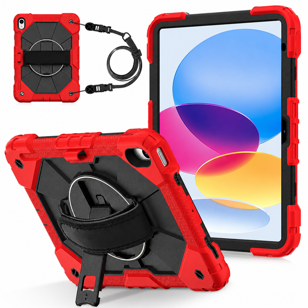 RhinoGuard Sentinel 360 Rugged iPad Case with Kickstand & Hand Strap