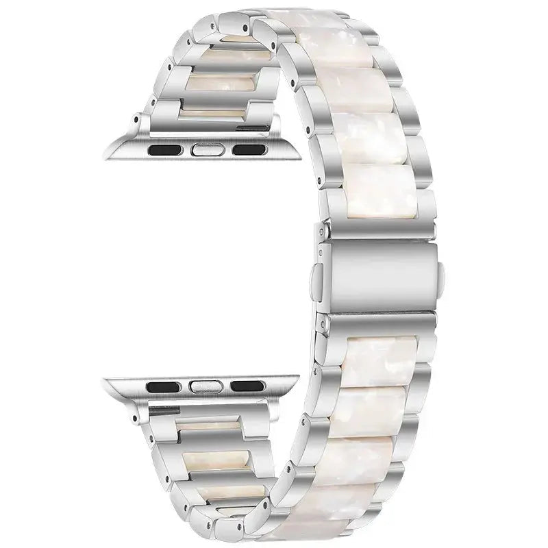 EleganceFitResin & Stainless Steel Band for Apple Watch Series 11, Ultra 3, 10, 9, 8, 7, 6, SE (42mm–49mm)
