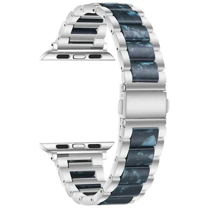 EleganceFitResin & Stainless Steel Band for Apple Watch Series 11, Ultra 3, 10, 9, 8, 7, 6, SE (42mm–49mm)