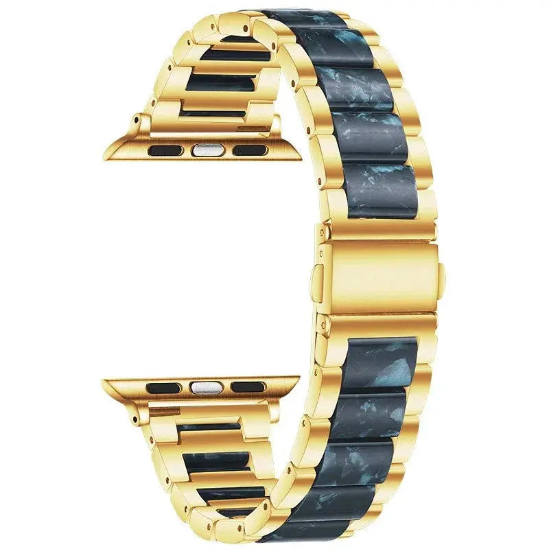 EleganceFitResin & Stainless Steel Band for Apple Watch Series 11, Ultra 3, 10, 9, 8, 7, 6, SE (42mm–49mm)