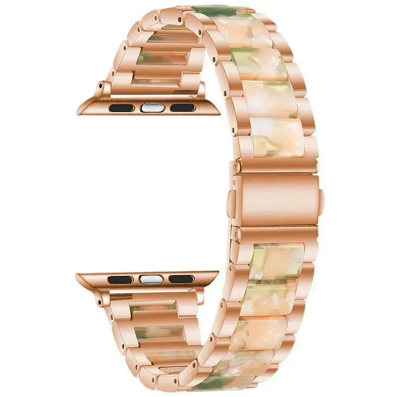 EleganceFitResin & Stainless Steel Band for Apple Watch Series 11, Ultra 3, 10, 9, 8, 7, 6, SE (42mm–49mm)