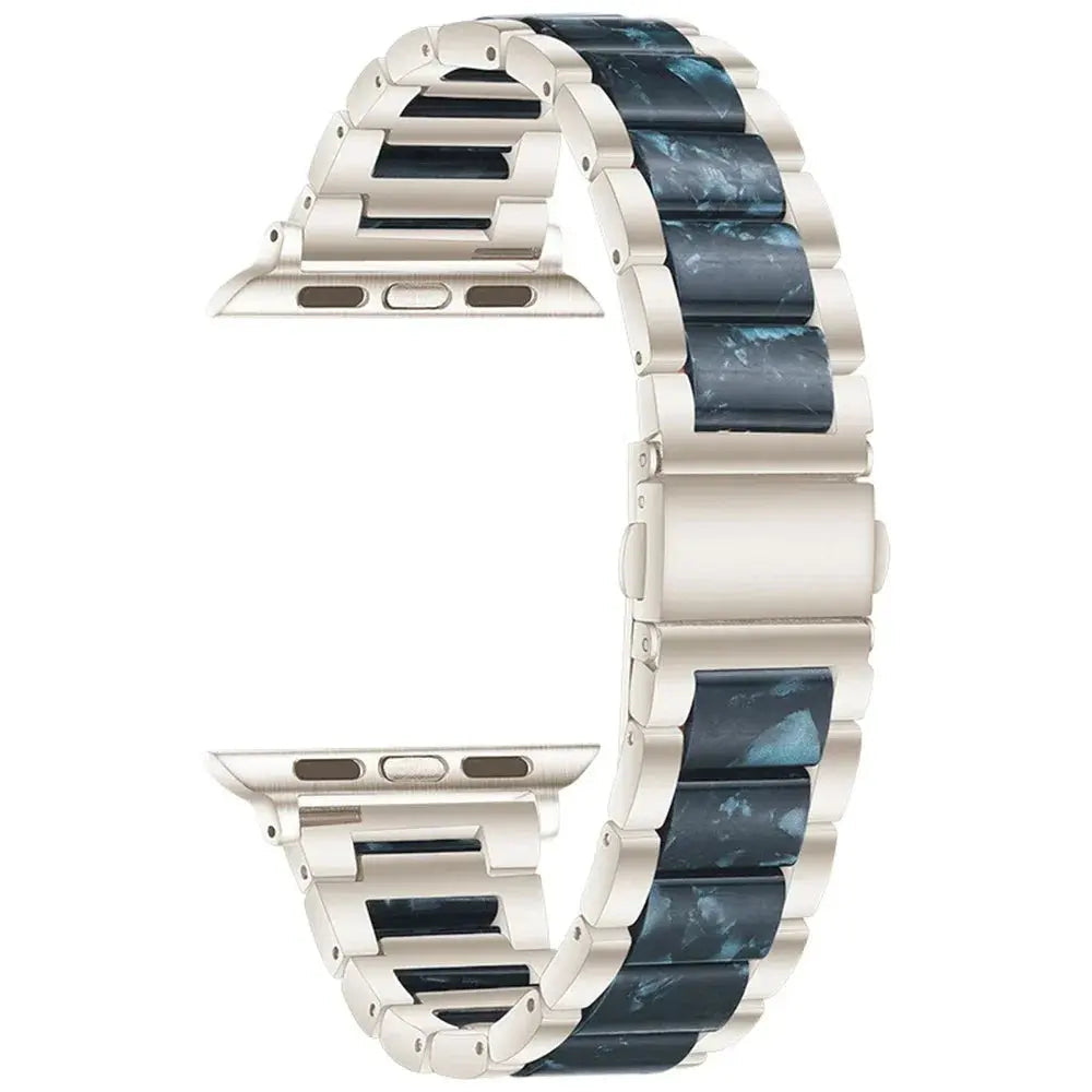 EleganceFitResin & Stainless Steel Band for Apple Watch Series 11, Ultra 3, 10, 9, 8, 7, 6, SE (42mm–49mm)