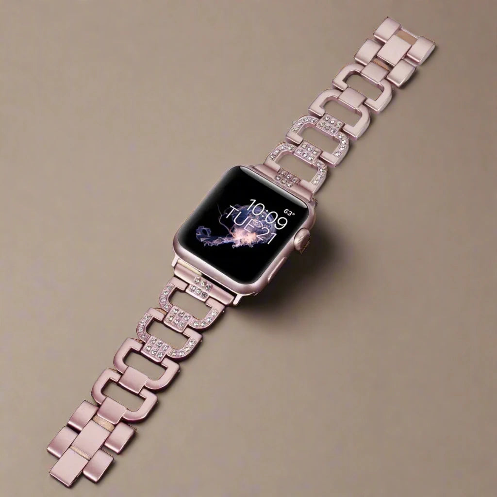 GlamourLink Diamond Stainless Steel Band for Apple Watch Series 10 9 & Ultra 1 2 – Luxury Women's Bracelet — product view 1