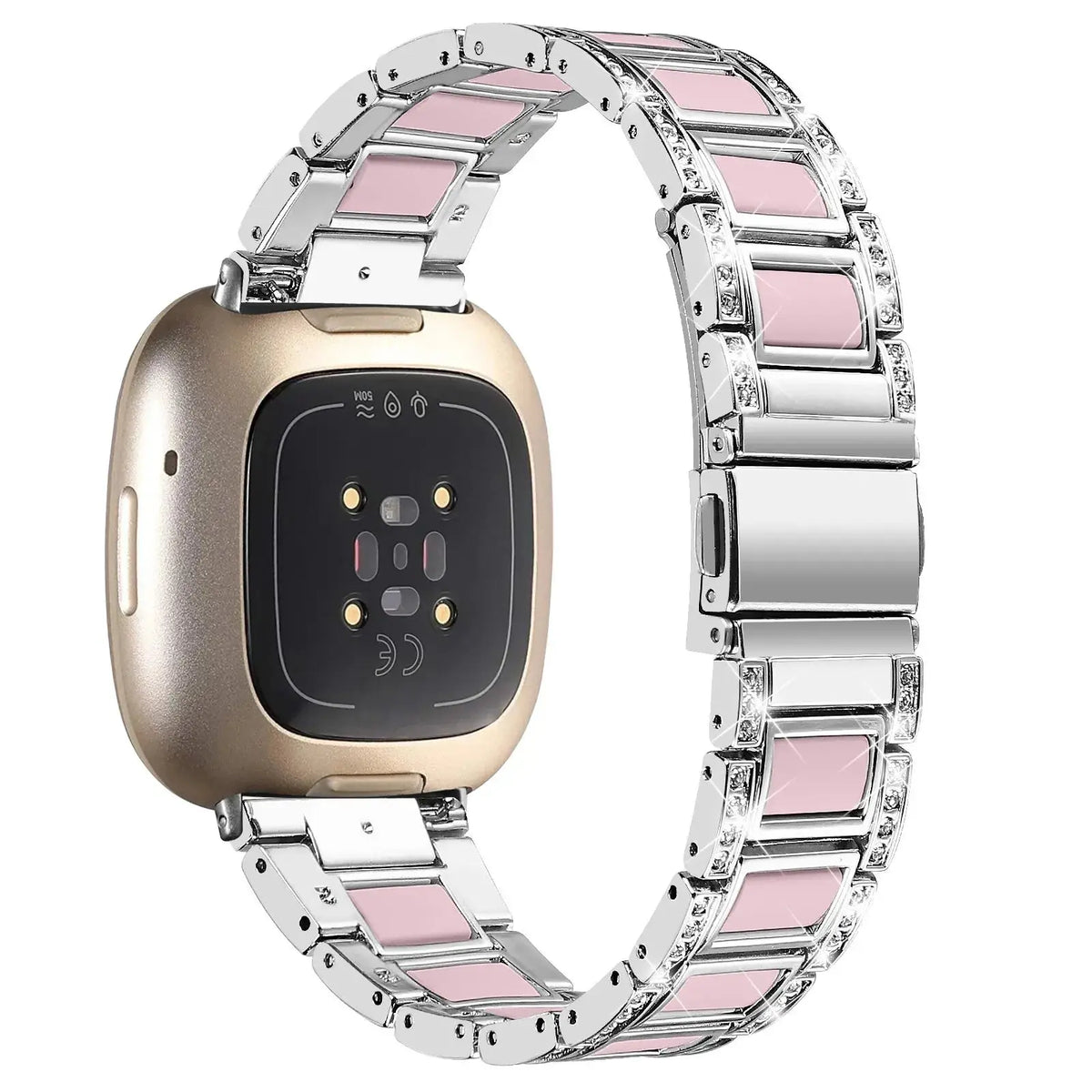 Diamond Strap for Fitbit Versa 3 4 Sense 2 band Smartwatch Accessories Resin Stainless Steel Metal Bracelet Fitbit Versa 4 Strap Avontic