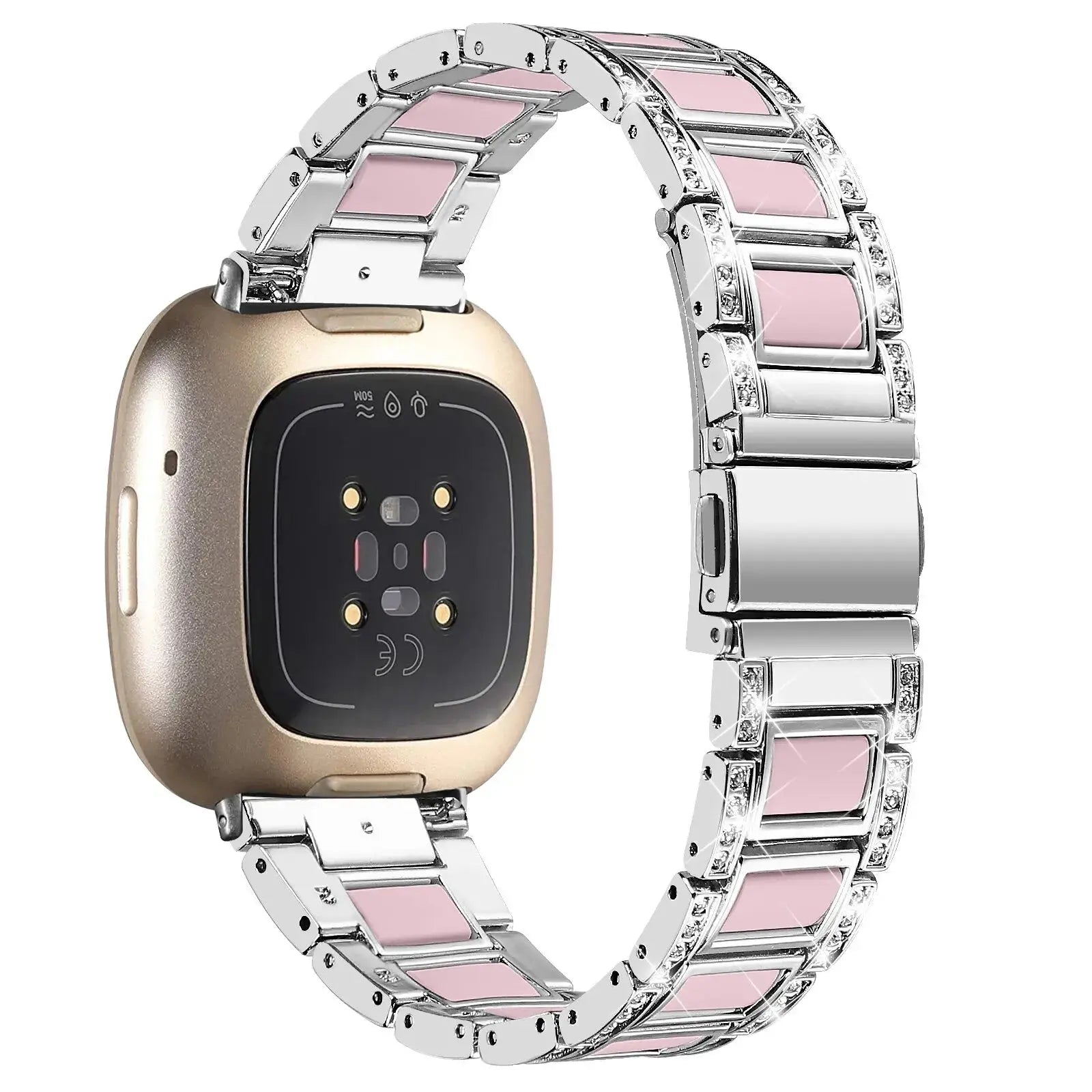 Diamond Strap for Fitbit Versa 3 4 Sense 2 band Smartwatch Accessories Resin Stainless Steel Metal Bracelet Fitbit Versa 4 Strap Avontic