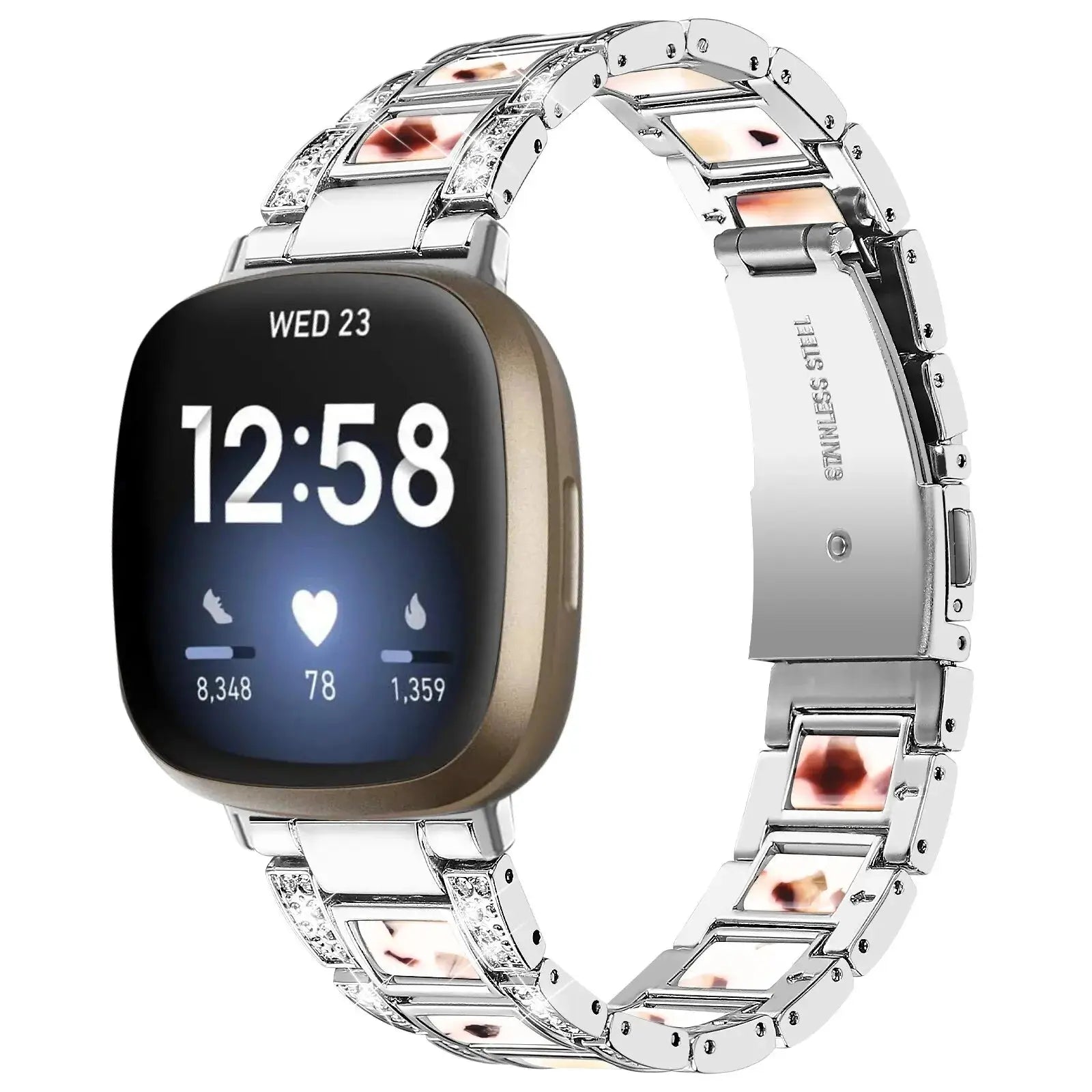 DiamondFlex Stainless Steel Band for Fitbit Versa 3/4 and Sense 1/2 - Avontic
