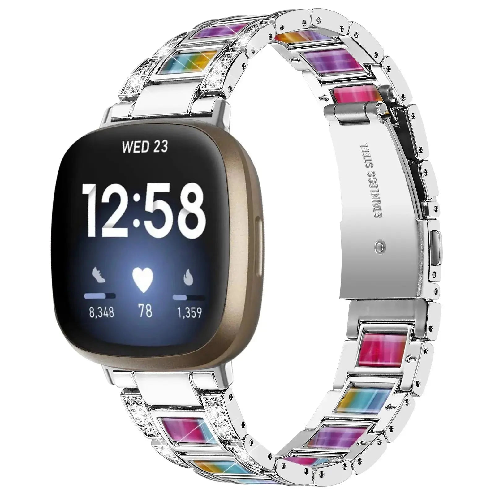 DiamondFlex Stainless Steel Band for Fitbit Versa 3/4 and Sense 1/2 - Avontic