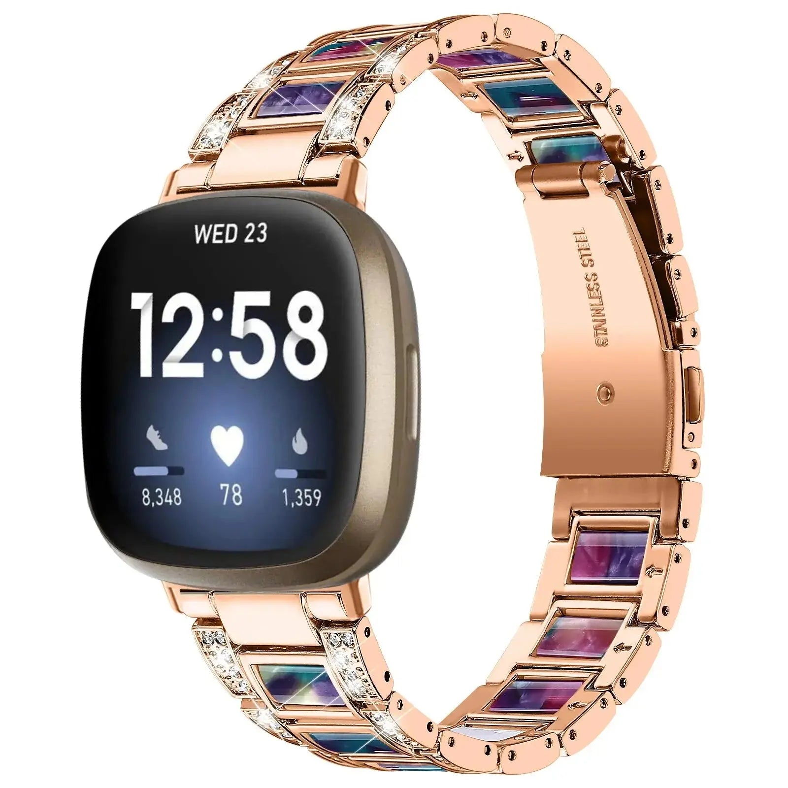 DiamondFlex Stainless Steel Band for Fitbit Versa 3/4 and Sense 1/2 - Avontic
