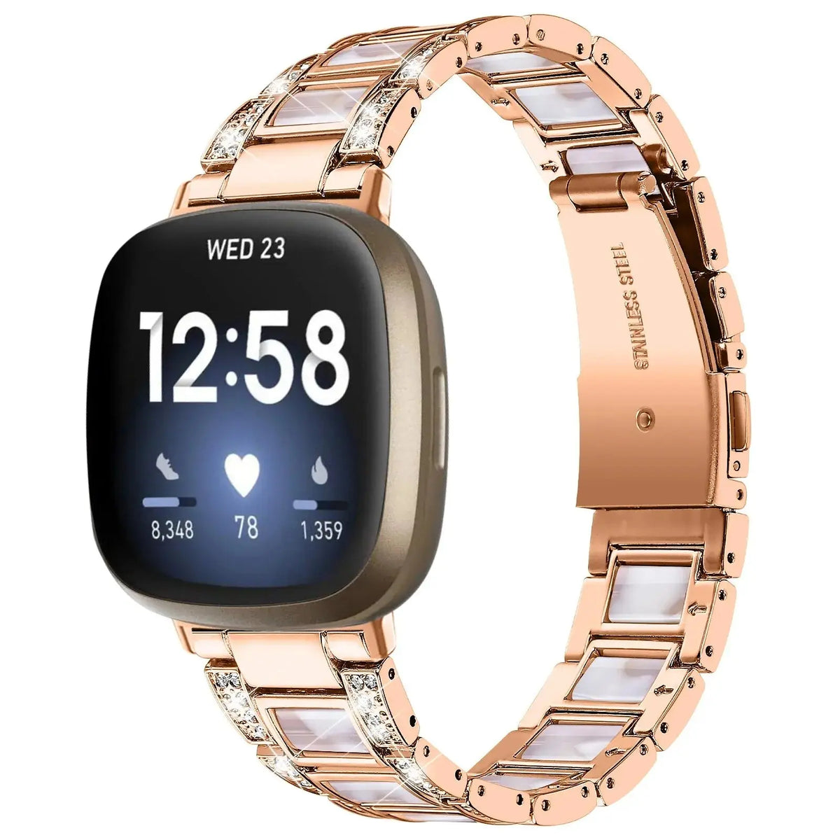 DiamondFlex Stainless Steel Band for Fitbit Versa 3/4 and Sense 1/2 - Avontic