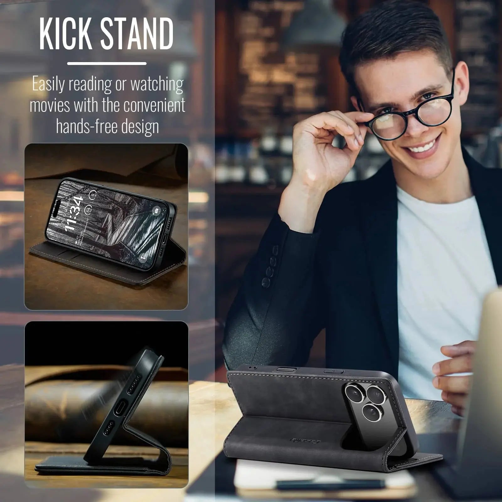 Flip Wallet Case for iPhone 17 Pro Max 17 Air 17 Pro 17, Leather Magnetic Folio Cover with Card Holder, Kickstand - TPU Case Avontic