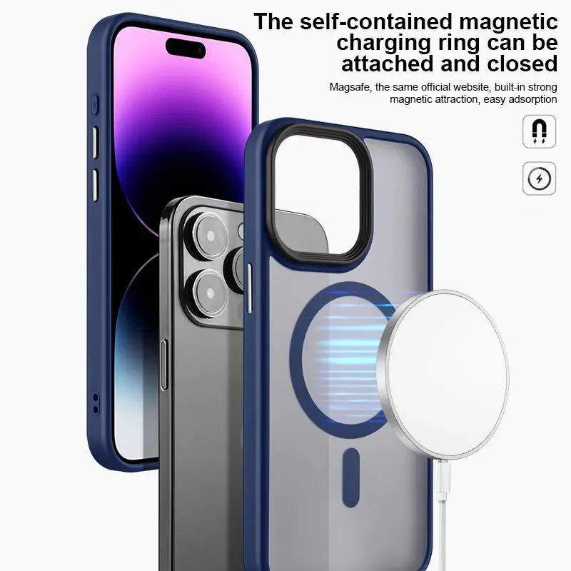 For Magsafe Wireless Charging Magnetic Case for iPhone 15 14 Plus 13 12 11 Pro Max Matte Shockproof Bumper Armor Hard Back Cover Avontic