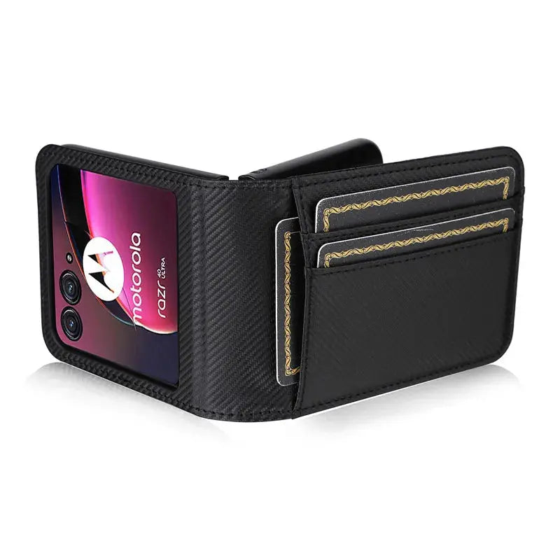 For Motorola Razr 40 Ultra Case Cover Carbon Fiber Wallet Leather Flip Multi-card slot Cover For Moto Razr+ Plus 2023 Phone Case Avontic
