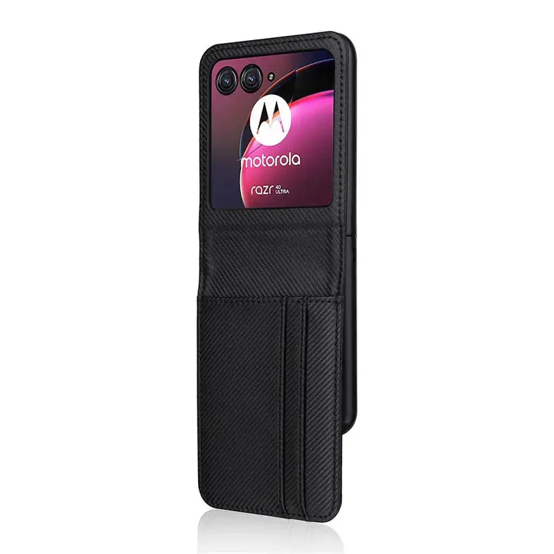 For Motorola Razr 40 Ultra Case Cover Carbon Fiber Wallet Leather Flip Multi-card slot Cover For Moto Razr+ Plus 2023 Phone Case Avontic