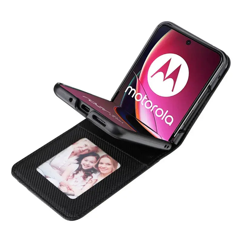 For Motorola Razr 40 Ultra Case Cover Carbon Fiber Wallet Leather Flip Multi-card slot Cover For Moto Razr+ Plus 2023 Phone Case Avontic