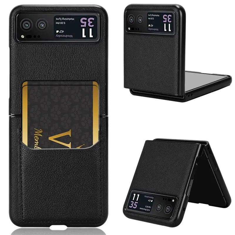 For Motorola Razr 40s Multiple card slots Litchi Skin PU Leather and PC Book Cover For Moto Razr 40 Razr Lite 2023 Phone Case Avontic
