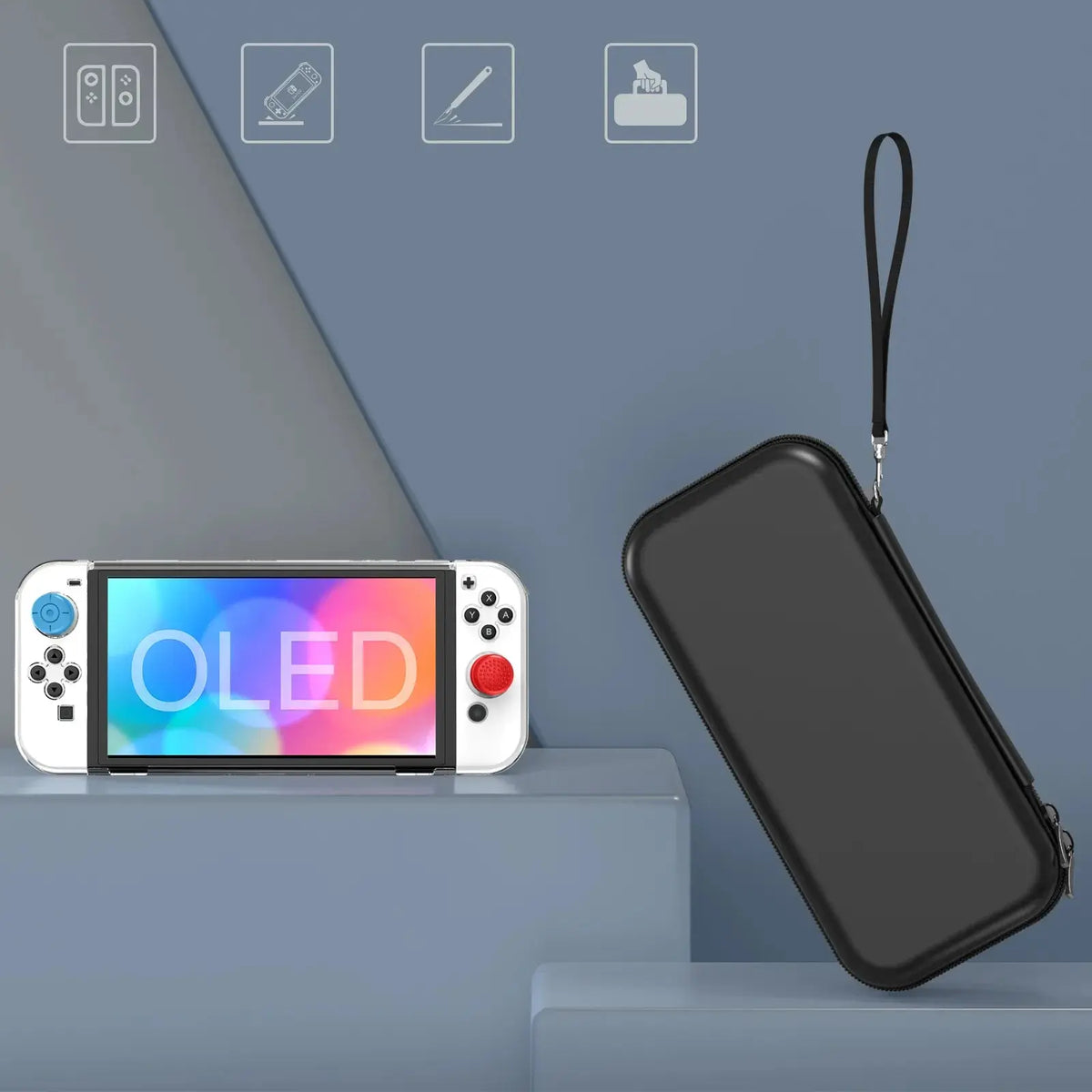 For Switch OLED Model Carrying Case 9 in 1 Accessories Kit for 2022 Nintendo Switch OLED Model with Protective Case Avontic