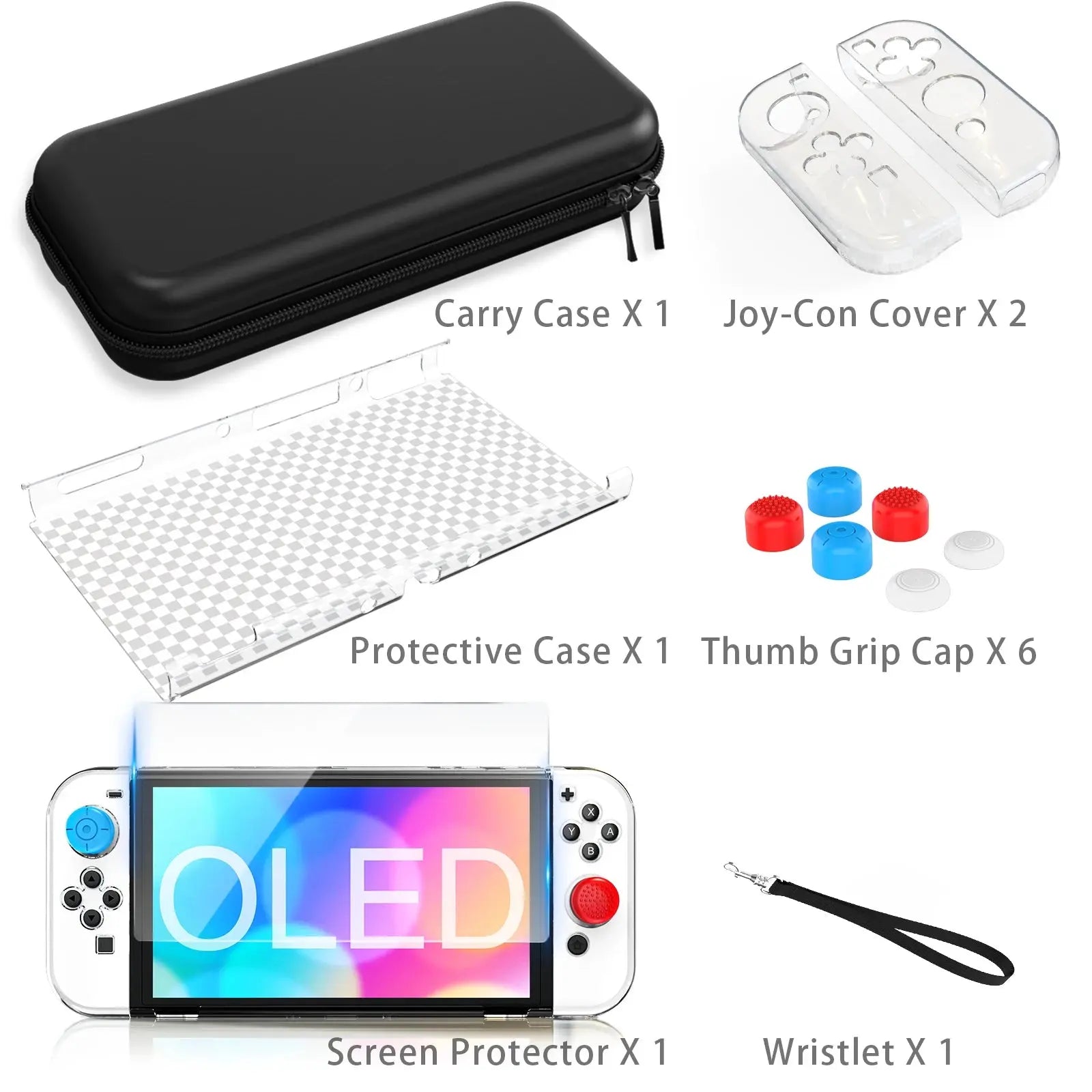 For Switch OLED Model Carrying Case 9 in 1 Accessories Kit for 2022 Nintendo Switch OLED Model with Protective Case Avontic