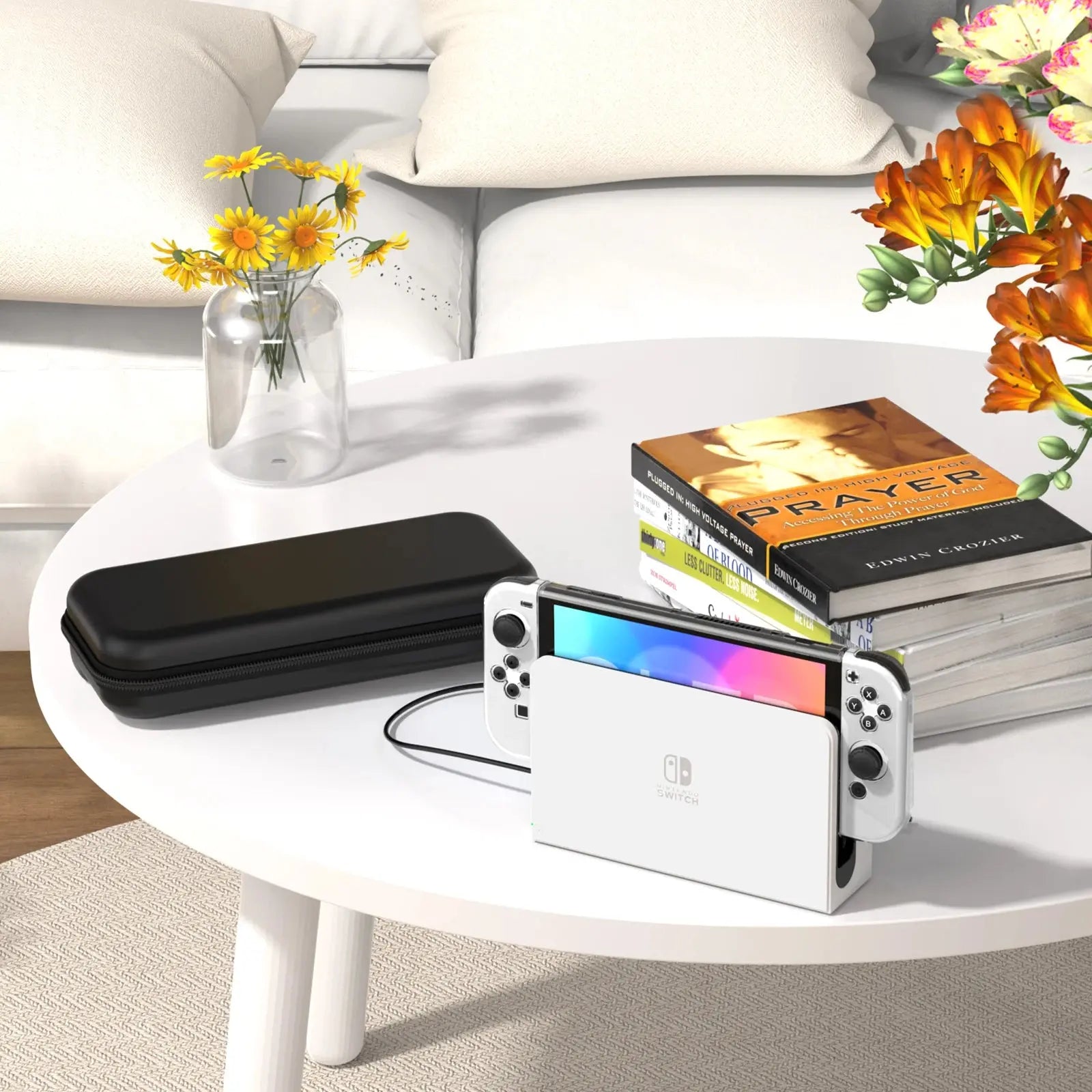 For Switch OLED Model Carrying Case 9 in 1 Accessories Kit for 2022 Nintendo Switch OLED Model with Protective Case Avontic