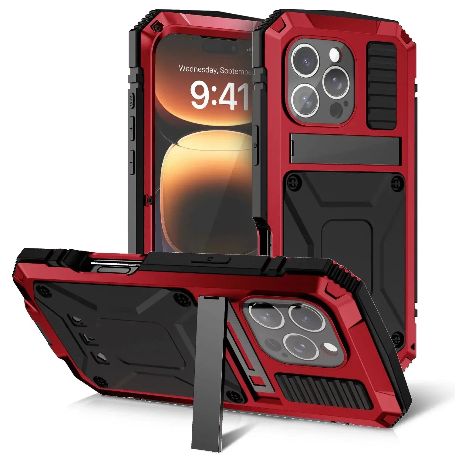 UltraGuard Pro Aluminum Screw Bumper Case with Kickstand for iPhone 16 Pro Max & 16 Plus – Heavy-Duty Shockproof Protection — product view 2
