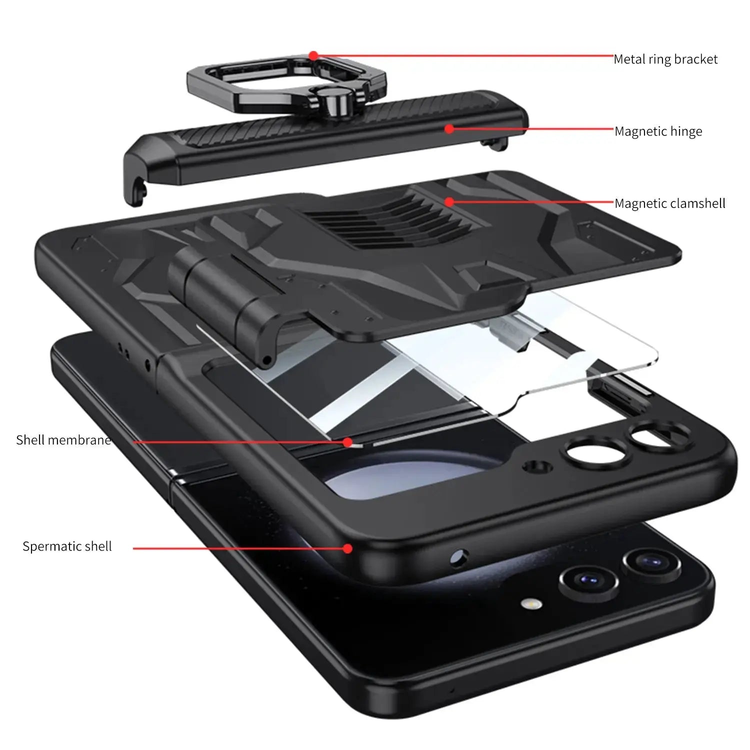 GalaxyGuard Pro: Magnetic Hinge All-Package Case for Samsung Galaxy Z Flip 5 5G Avontic