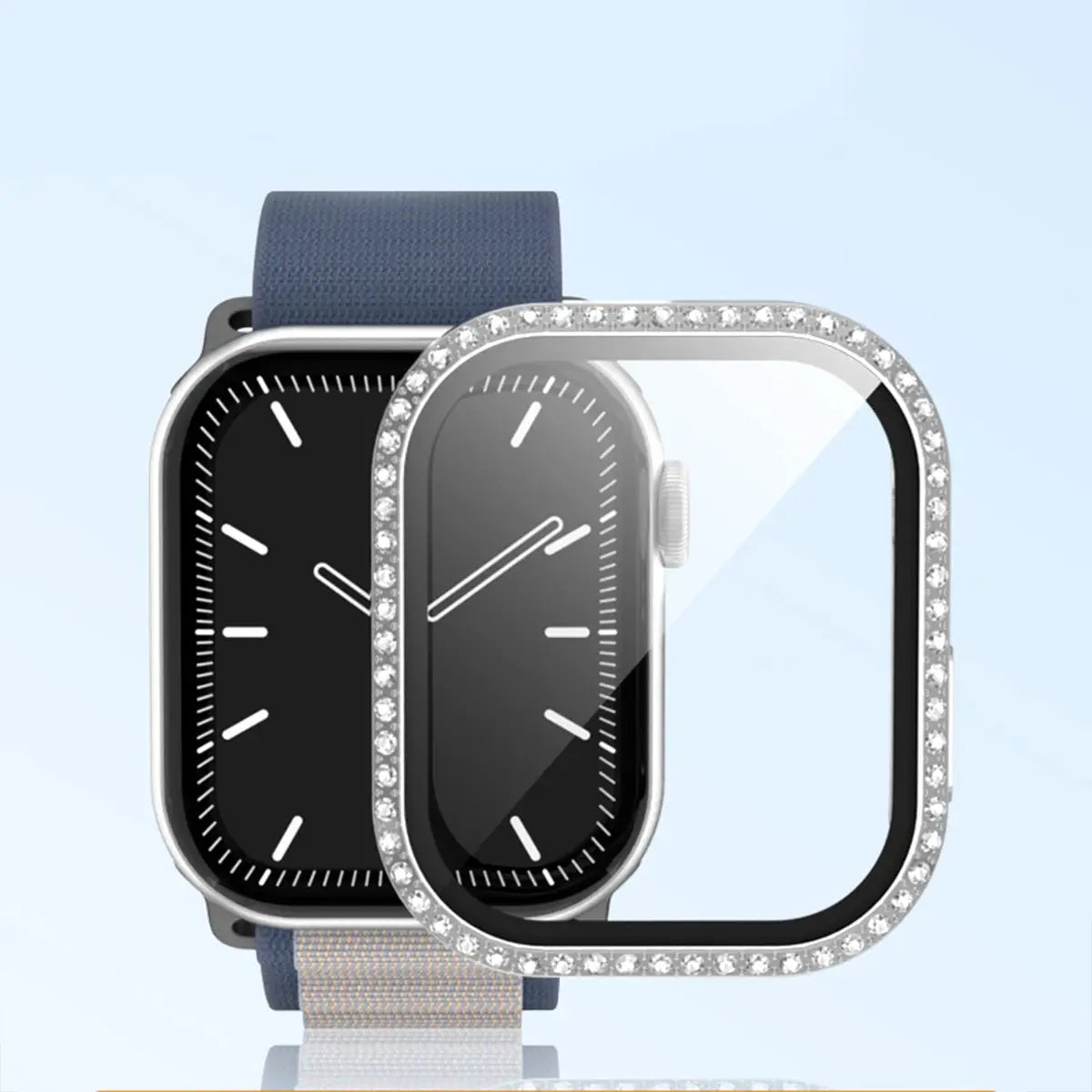 Glass+Diamond Cover For Apple Watch Case 46mm 42mm Bling Bumper Protector for iWatch series 10 46 42 mm WatchCase Avontic