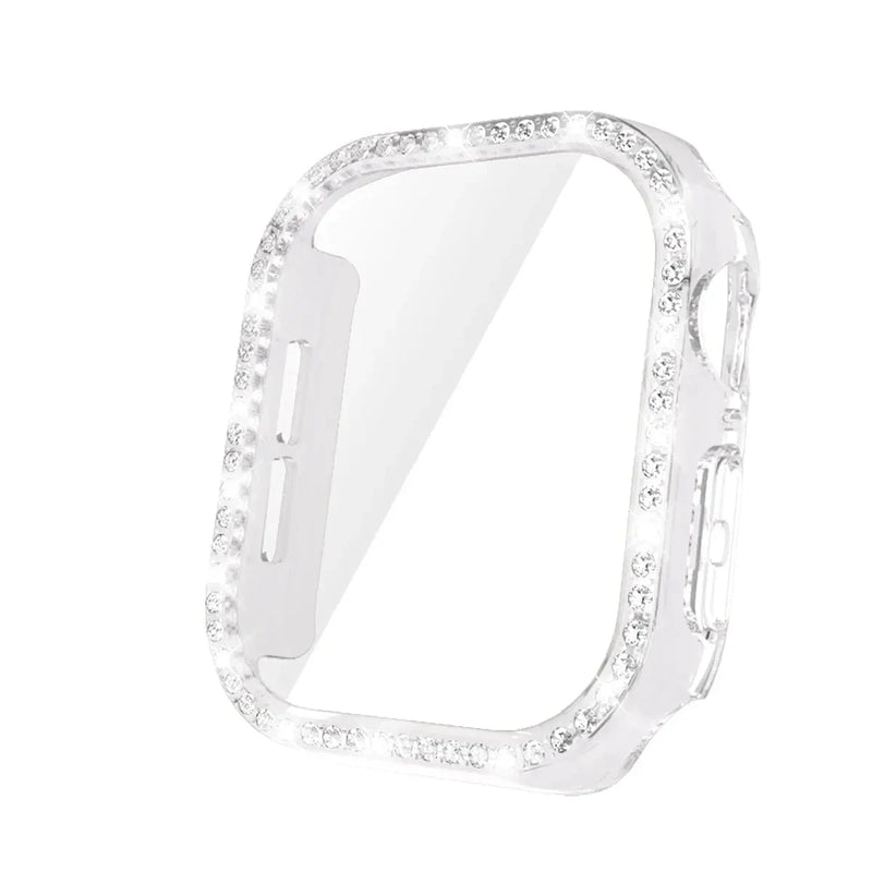 Glass+Diamond Cover For Apple Watch Case 46mm 42mm Bling Bumper Protector for iWatch series 10 46 42 mm WatchCase Avontic
