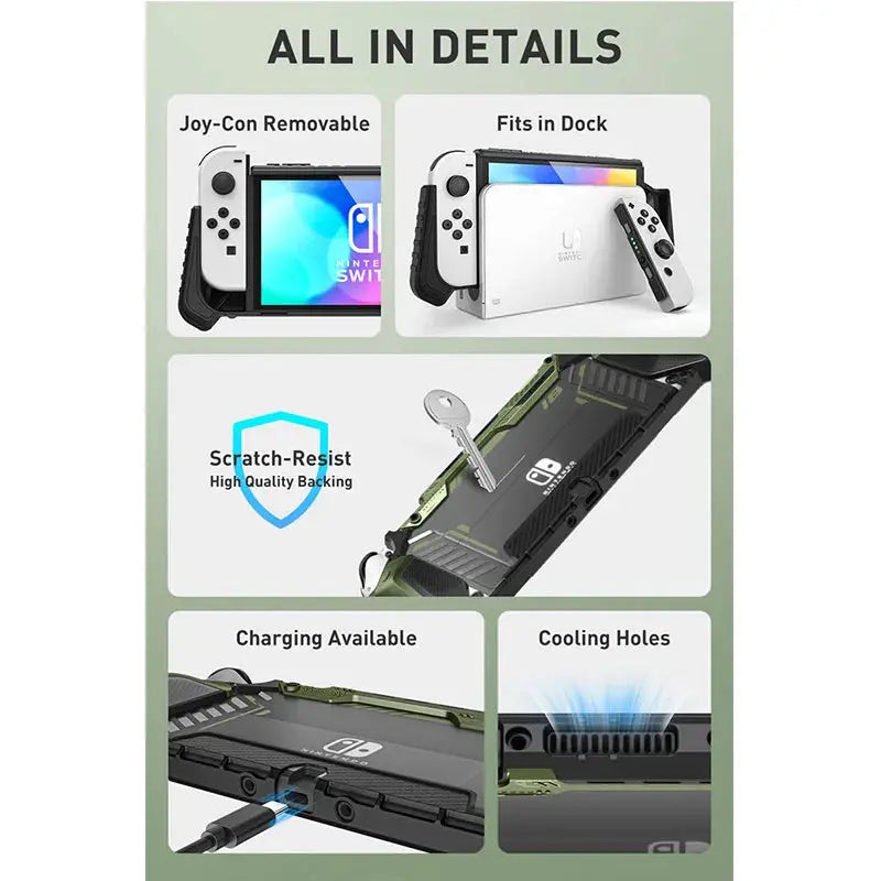 I-BLASON Armorbox Case For Nintendo Switch OLED 2021 Dockable Rugged Protective Cover Case Compatible with Nintendo Switch OLED Avontic