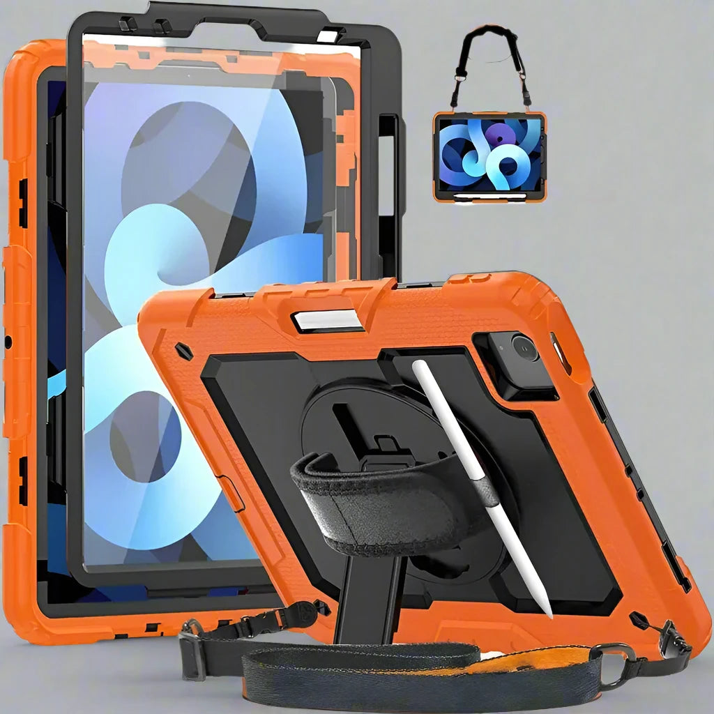 Kickstand Shockproof Case For iPad Air 4 Air 5 10.9 2022 10th Generation Pencil Holder Cover+PET Screen Protector+Shoulder Strap Avontic