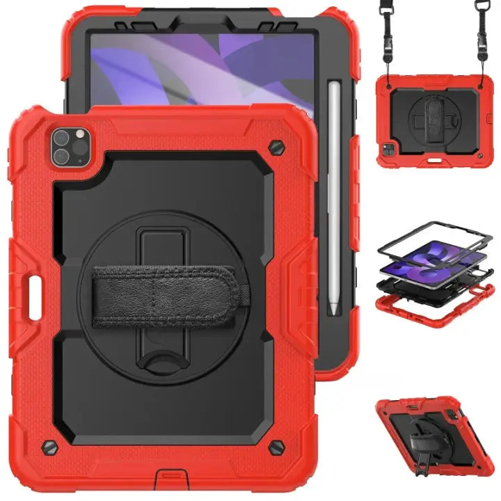 Kickstand Shockproof Case For iPad Pro 11 12.9 M2 2022 2021 2020 Cover iPad 12.9 Pro 3 4 5 6+PET Screen Protector+Shoulder Strap Avontic
