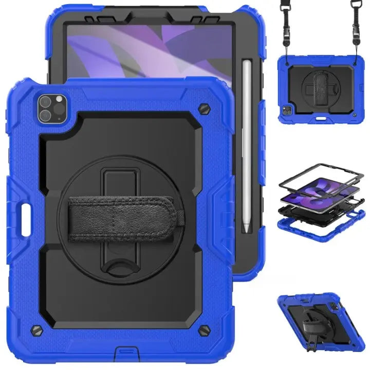 Kickstand Shockproof Case For iPad Pro 11 12.9 M2 2022 2021 2020 Cover iPad 12.9 Pro 3 4 5 6+PET Screen Protector+Shoulder Strap Avontic