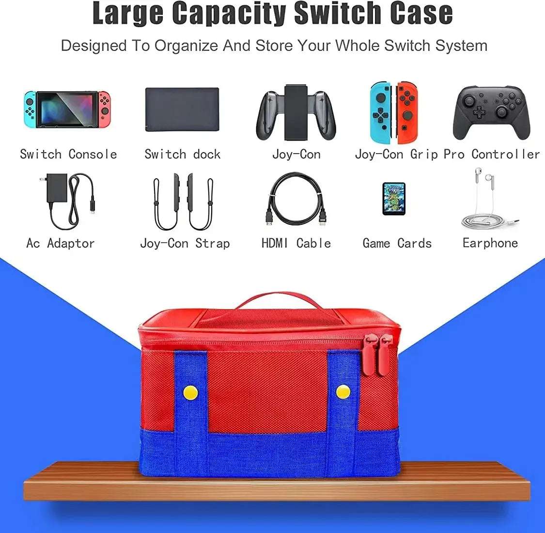 Large Carrying Protective Case for Nintendo Switch OLED Console Pro Controller Travel Storage Bag Case For Switch Accessories Avontic