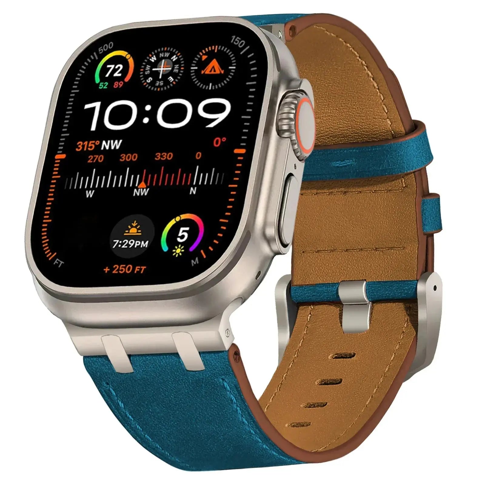 Avontic Mastercrafted Genuine Leather Band for Apple Watch Ultra 3/2/1 & Series 11/10/9 – Premium Stainless Steel Buckle Strap — product view 8