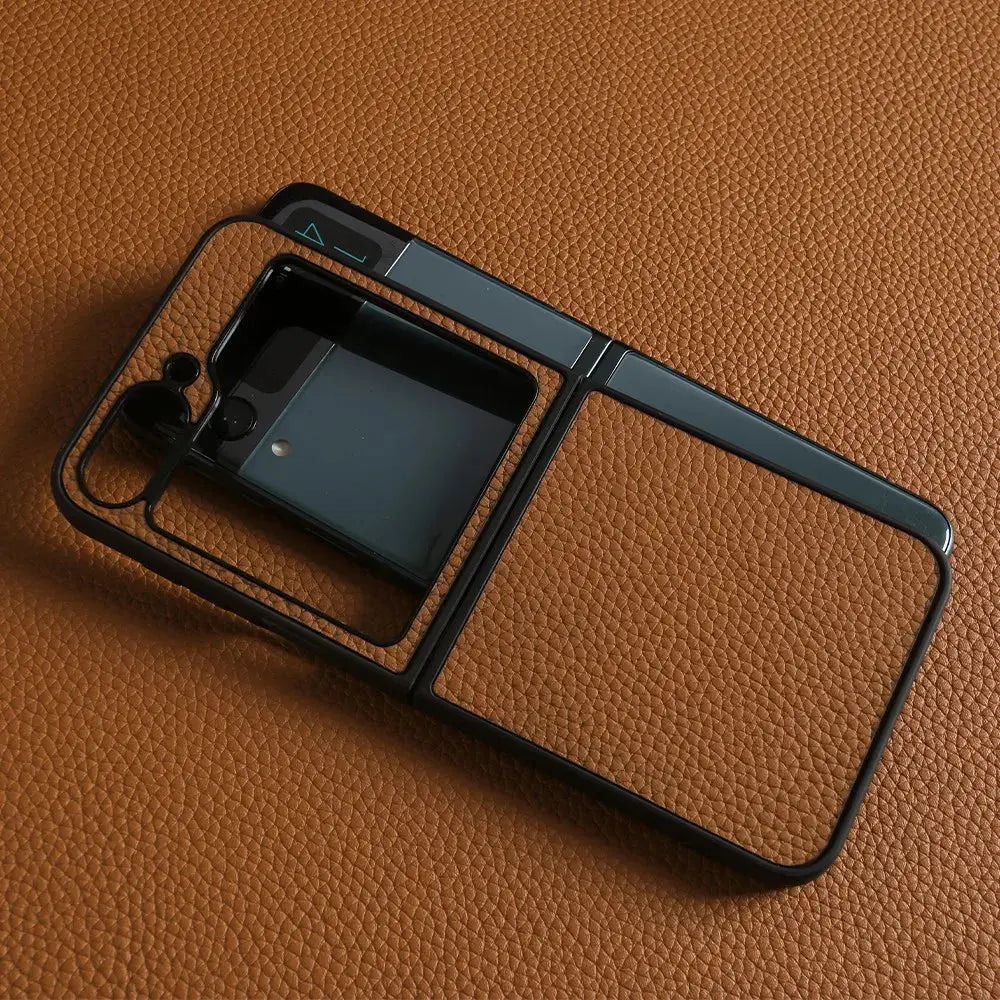Luxury Genuine Leather Case For Samsung Galaxy Z Flip6 Cases for galaxy Z Flip 6 phone Cover Litchi Pattern Cowhide Coque Shell Avontic