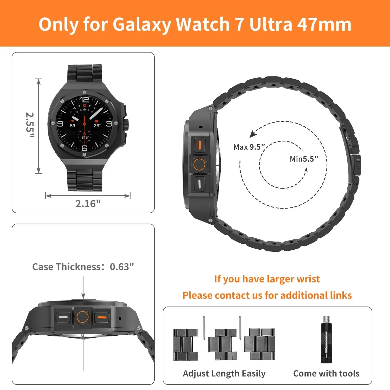 EliteGuard Steel Band & Case for Galaxy Watch Ultra (2024/2025) 47mm — product view 5