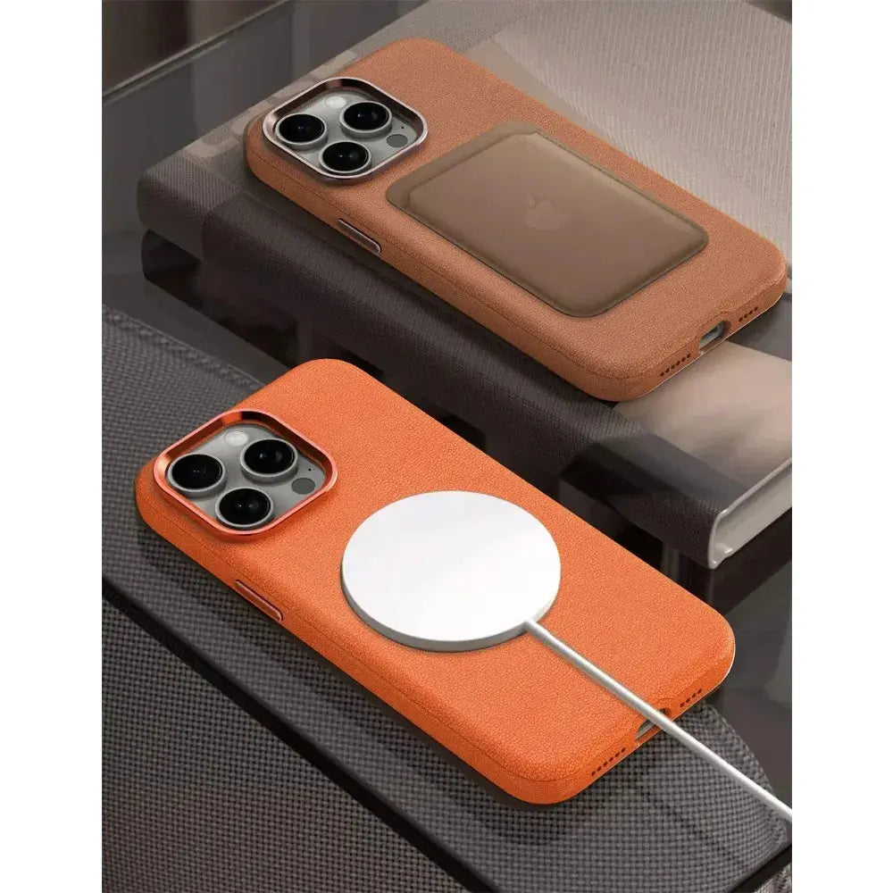 Luxury Matte Leather MagSafe Compatible Case for iPhone 16, 16 Pro, 16 Pro Max & Previous Models – Wireless Charging & Shockproof Protection — product view 2