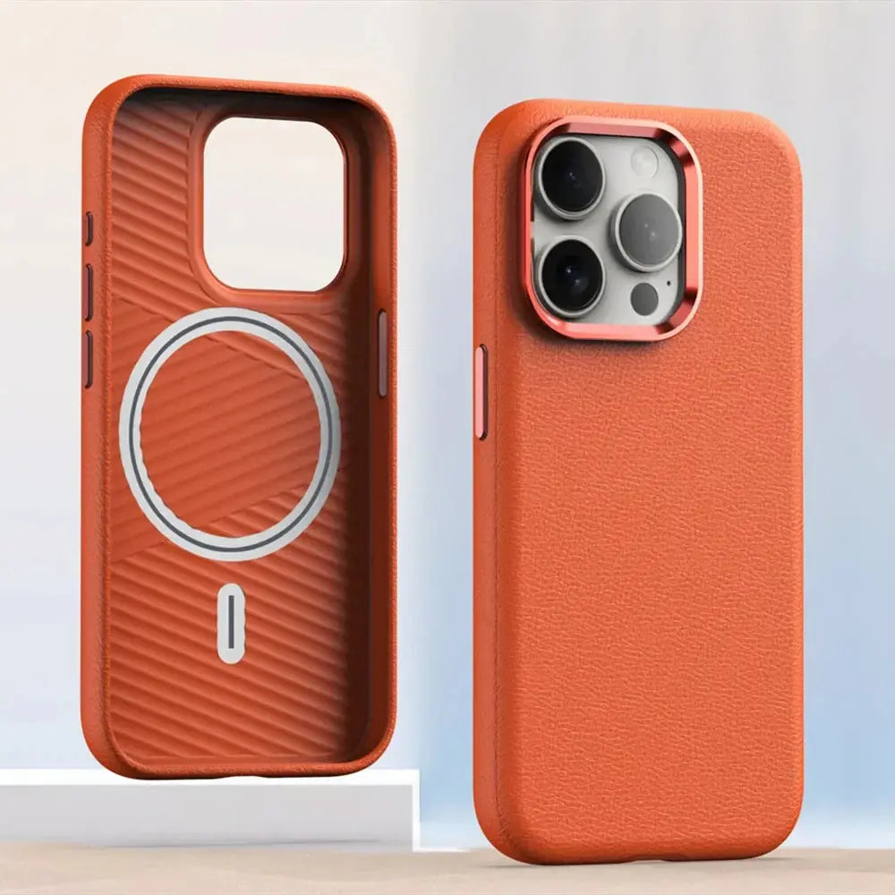 Luxury Matte Leather MagSafe Compatible Case for iPhone 16, 16 Pro, 16 Pro Max & Previous Models – Wireless Charging & Shockproof Protection — product view 9