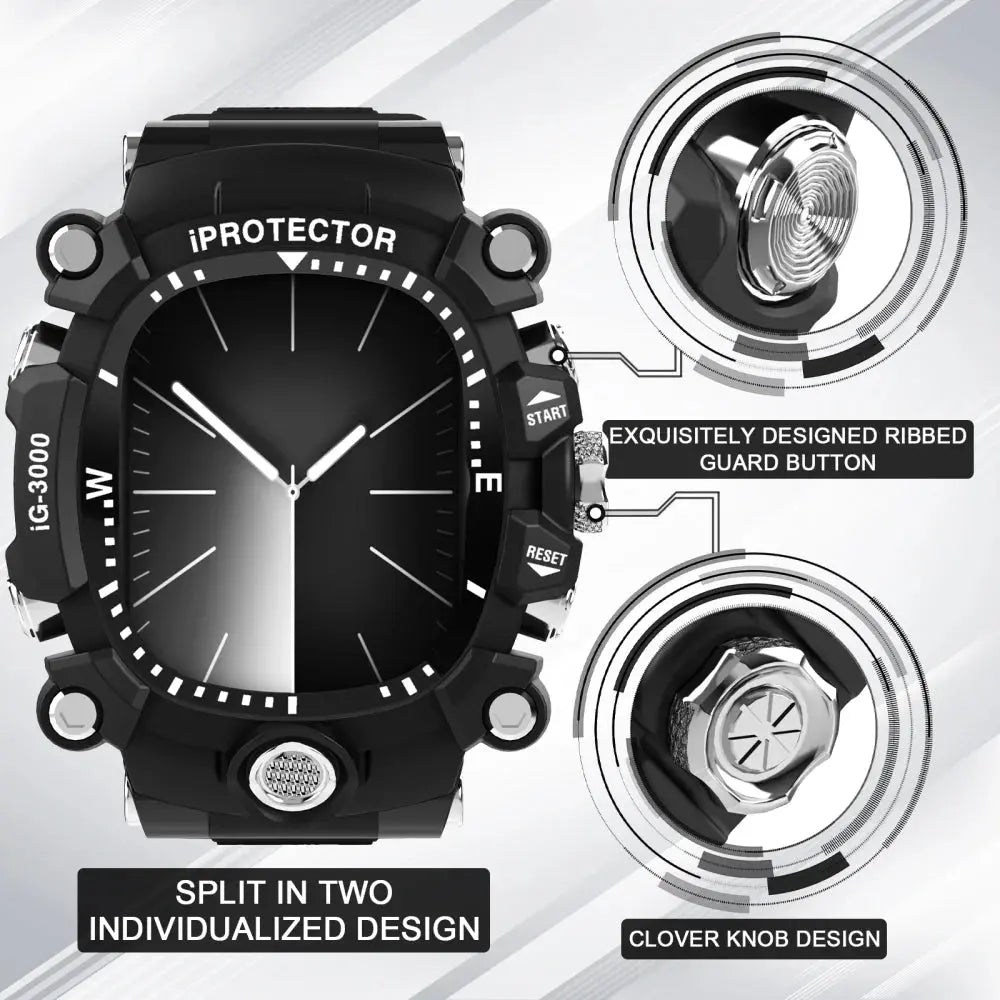 Luxury Steel Modification Kit For Apple Watch 9 8 7 6 SE Metal Button Rubber Strap For iWatch Series 45MM 44MM TPU PC Case Bezel Avontic