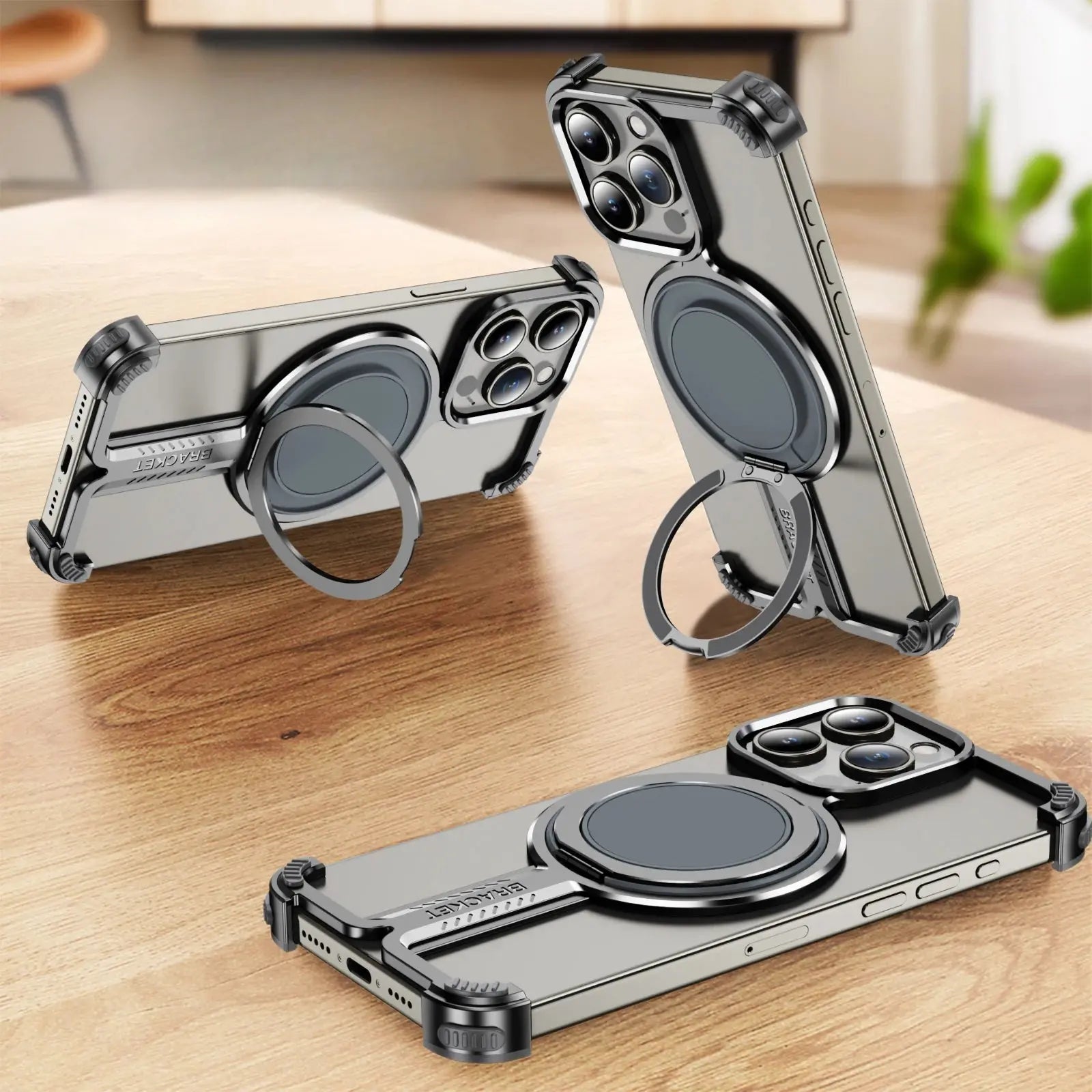 Luxury Titanium Alloy Bumper Phone Case For iPhone 12 13 14 15 16 Pro Max 16Plus 16Pro Metal Magnetic 360° Stand Rimless Cover Avontic