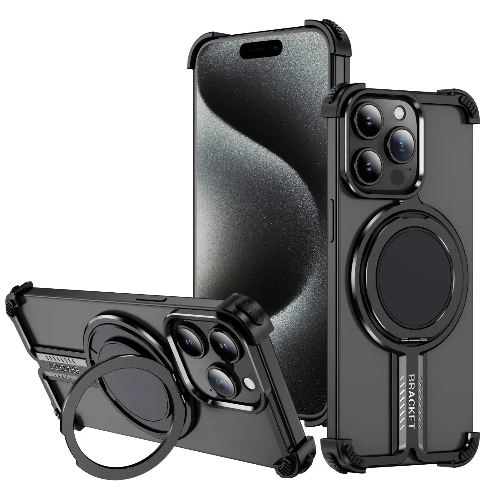 Premium Titanium Alloy 360° Magnetic Stand Case for iPhone 16 & Earlier Models — product view 2