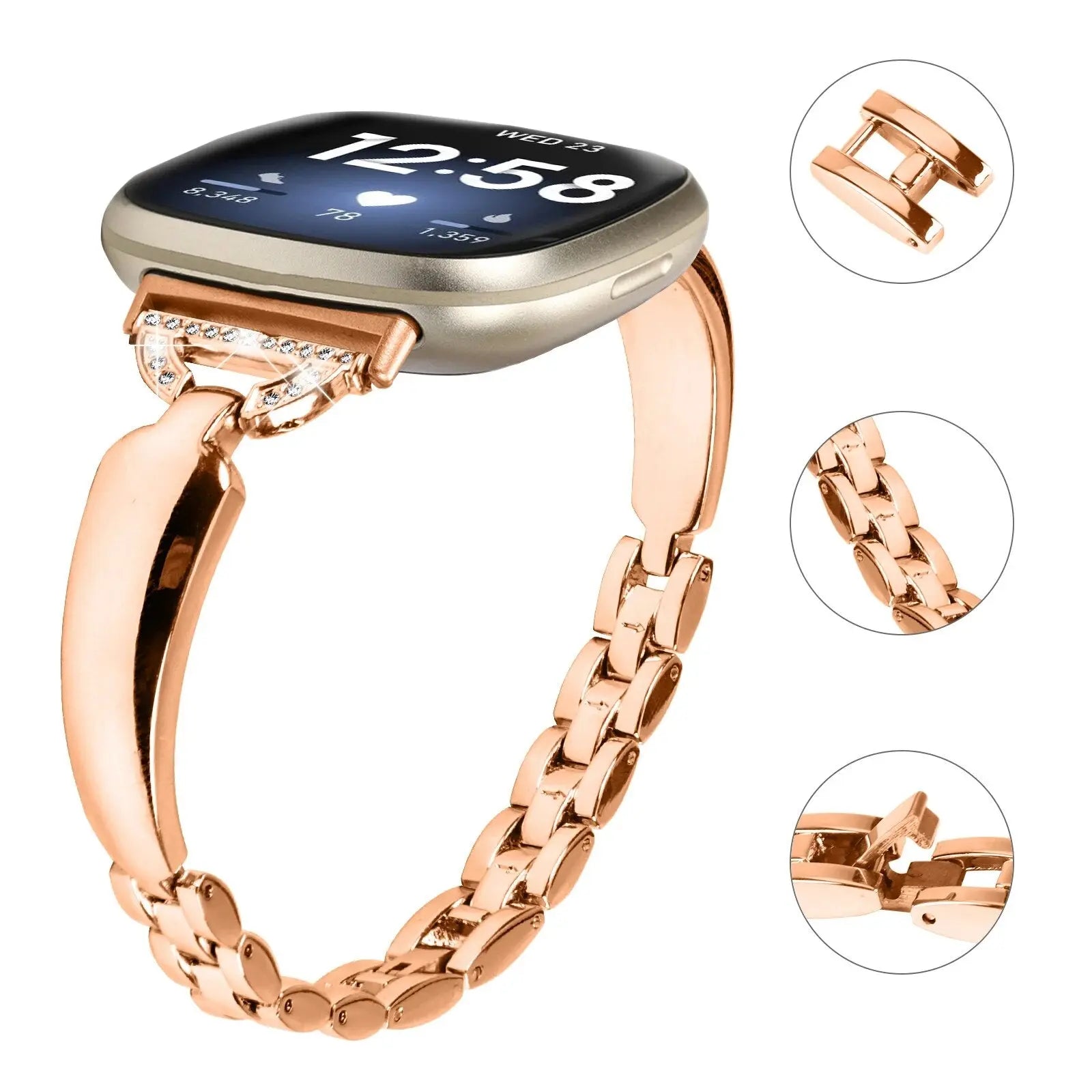 New Metal Watch Strap For Fitbit Versa 4 3 sense Smart watch Wrist Bracelet Band Stainless Steel Zinc alloy diamond strap Pinnacle Luxuries