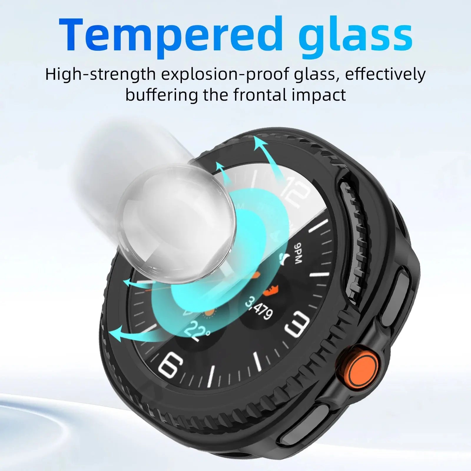 Protective Case & Tempered Glass Film-in-One for Samsung Galaxy Watch8 40mm/44mm & Watch8 Classic Smartwatch Avontic