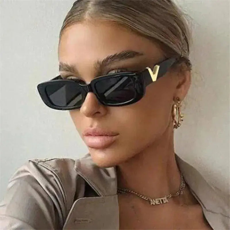 Retro Rectangle Sunglasses Women Brand Designer Vintage Small Frame Sun Glasses Ladies Classic Black Square Oculos De Sol Avontic