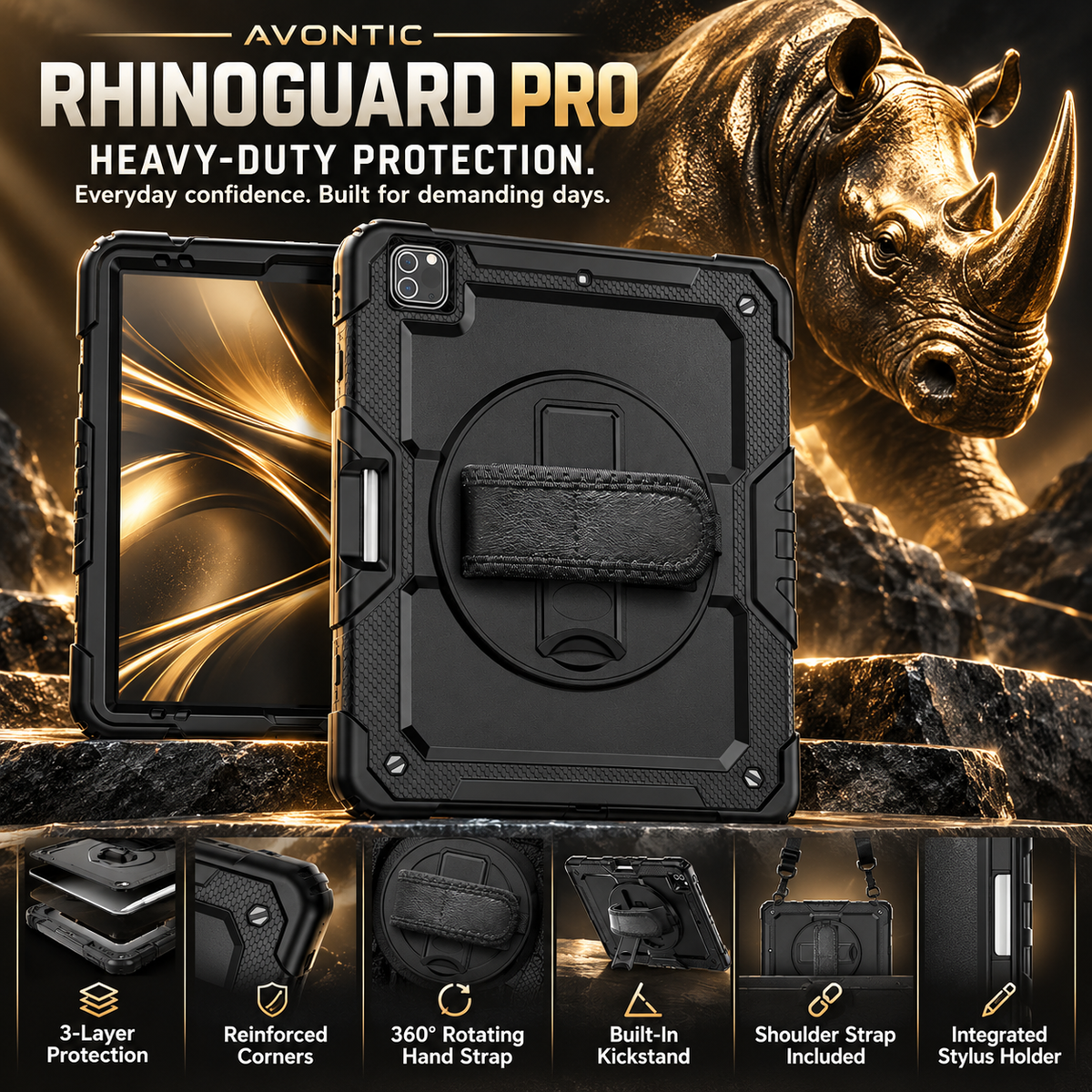 RhinoGuard Pro WorkForce Transit — iPad Case + Keyboard & Carry Bag Bundle — product view 2