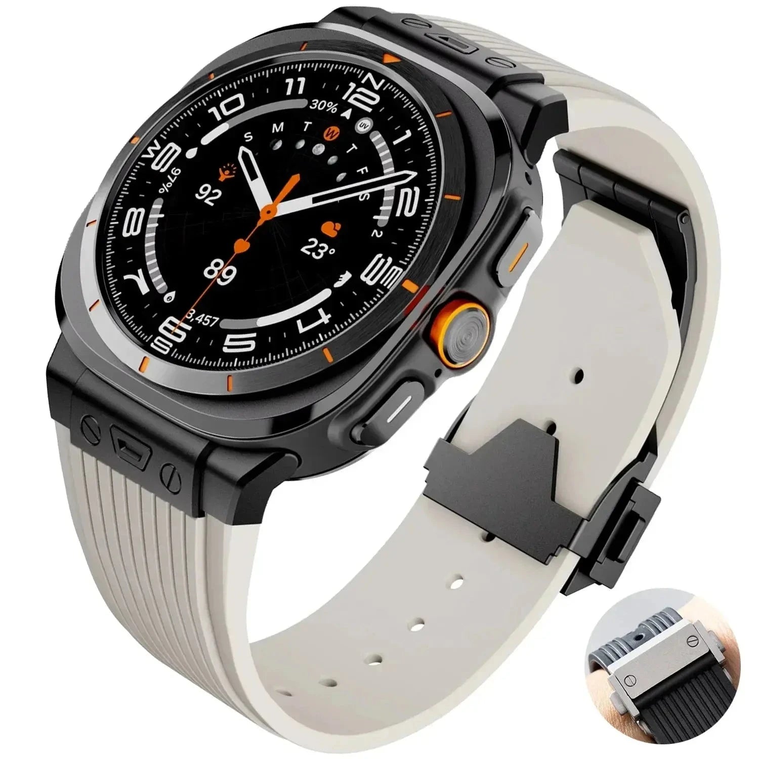 Rubber Sport Band for Samsung Galaxy Watch Ultra 7 47mm Stainless Steel Men's Band for Samsung Galaxy Watch 7 Ultra band Avontic