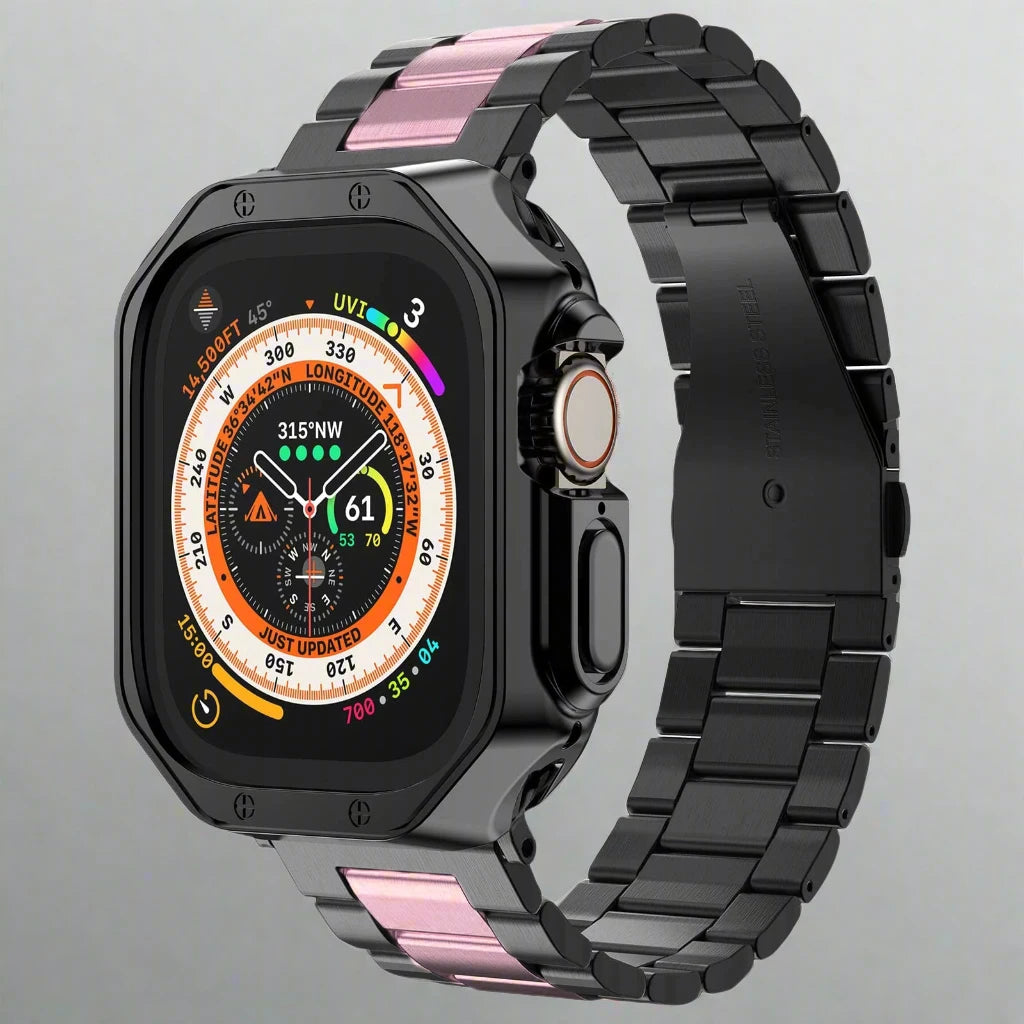 EliteGuard™ Stainless Steel Band & Protective Case for Apple Watch Ultra 3, Ultra 2, Ultra, Series 11–4 (49mm–40mm)