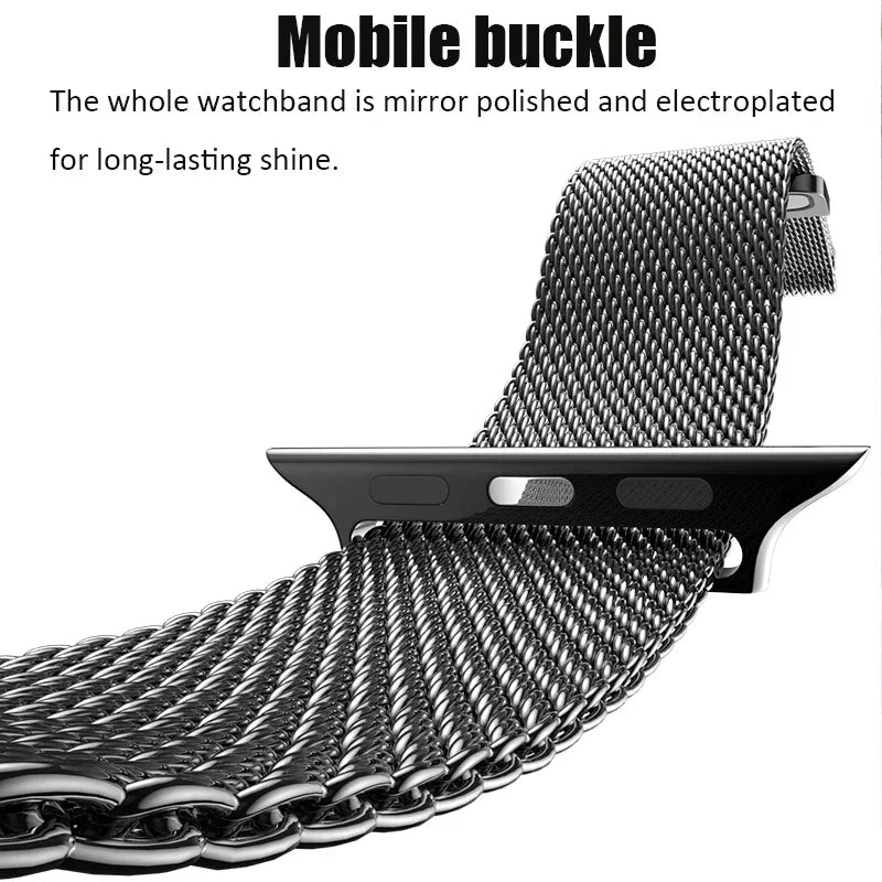 Milanese Stainless Steel Loop Band with Protective Case – Compatible with Apple Watch Ultra & Series 4–10 (40–49mm)