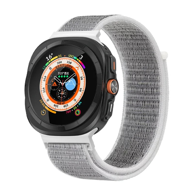 Avontic TrailLoop Seashell woven nylon band for Galaxy Watch Ultra and Ultra2 47mm on a clean background